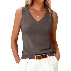 imageANRABESS Womens Wool Blend Tank Tops V Neck Sleeveless Sweater Business Casual Work Knit Shirts Slim Fit 2026 Summer OutfitsDrak Taupe