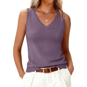 imageANRABESS Womens Wool Blend Tank Tops V Neck Sleeveless Sweater Business Casual Work Knit Shirts Slim Fit 2026 Summer OutfitsGrey Purple