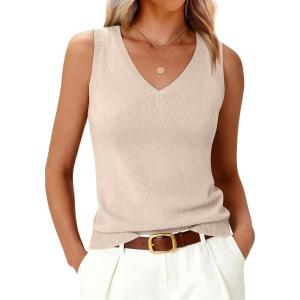 imageANRABESS Womens Wool Blend Tank Tops V Neck Sleeveless Sweater Business Casual Work Knit Shirts Slim Fit 2026 Summer OutfitsParchment