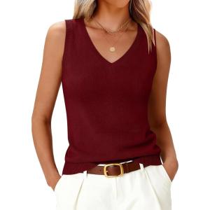 imageANRABESS Womens Wool Blend Tank Tops V Neck Sleeveless Sweater Business Casual Work Knit Shirts Slim Fit 2026 Summer OutfitsWine Red