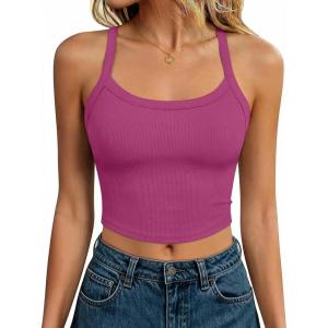 imageANRABESS Womens Workout Tops Ribbed Crop Tank Backless Sleeveless Scoop Neck Going Out Camis Shirts 2026 Summer Gym ClothesHot Pink