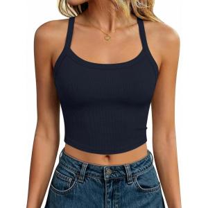 imageANRABESS Womens Workout Tops Ribbed Crop Tank Backless Sleeveless Scoop Neck Going Out Camis Shirts 2026 Summer Gym ClothesNavy Blue
