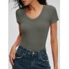 imageANRABESS Bodysuits for Women V Neck Short Sleeve Body Suit Tops Slim Fit Ribbed Knit Soft Basic TShirts 2026 Summer OutfitsArmy Green