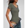 imageANRABESS Bodysuits for Women V Neck Short Sleeve Body Suit Tops Slim Fit Ribbed Knit Soft Basic TShirts 2026 Summer OutfitsArmy Green