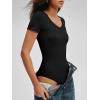 imageANRABESS Bodysuits for Women V Neck Short Sleeve Body Suit Tops Slim Fit Ribbed Knit Soft Basic TShirts 2026 Summer OutfitsBlack