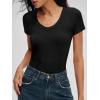 imageANRABESS Bodysuits for Women V Neck Short Sleeve Body Suit Tops Slim Fit Ribbed Knit Soft Basic TShirts 2026 Summer OutfitsBlack