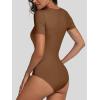 imageANRABESS Bodysuits for Women V Neck Short Sleeve Body Suit Tops Slim Fit Ribbed Knit Soft Basic TShirts 2026 Summer OutfitsBrown