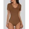 imageANRABESS Bodysuits for Women V Neck Short Sleeve Body Suit Tops Slim Fit Ribbed Knit Soft Basic TShirts 2026 Summer OutfitsBrown