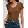 imageANRABESS Bodysuits for Women V Neck Short Sleeve Body Suit Tops Slim Fit Ribbed Knit Soft Basic TShirts 2026 Summer OutfitsBrown