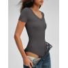 imageANRABESS Bodysuits for Women V Neck Short Sleeve Body Suit Tops Slim Fit Ribbed Knit Soft Basic TShirts 2026 Summer OutfitsCharcoal