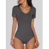 imageANRABESS Bodysuits for Women V Neck Short Sleeve Body Suit Tops Slim Fit Ribbed Knit Soft Basic TShirts 2026 Summer OutfitsCharcoal