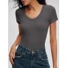 imageANRABESS Bodysuits for Women V Neck Short Sleeve Body Suit Tops Slim Fit Ribbed Knit Soft Basic TShirts 2026 Summer OutfitsCharcoal