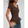 imageANRABESS Bodysuits for Women V Neck Short Sleeve Body Suit Tops Slim Fit Ribbed Knit Soft Basic TShirts 2026 Summer OutfitsCoffee