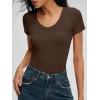 imageANRABESS Bodysuits for Women V Neck Short Sleeve Body Suit Tops Slim Fit Ribbed Knit Soft Basic TShirts 2026 Summer OutfitsCoffee