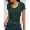 imageANRABESS Bodysuits for Women V Neck Short Sleeve Body Suit Tops Slim Fit Ribbed Knit Soft Basic TShirts 2026 Summer OutfitsDeep Green