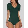 imageANRABESS Bodysuits for Women V Neck Short Sleeve Body Suit Tops Slim Fit Ribbed Knit Soft Basic TShirts 2026 Summer OutfitsDeep Green