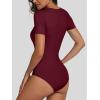 imageANRABESS Bodysuits for Women V Neck Short Sleeve Body Suit Tops Slim Fit Ribbed Knit Soft Basic TShirts 2026 Summer OutfitsDeep Red