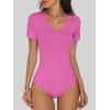 imageANRABESS Bodysuits for Women V Neck Short Sleeve Body Suit Tops Slim Fit Ribbed Knit Soft Basic TShirts 2026 Summer OutfitsHot Pink