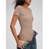 imageANRABESS Bodysuits for Women V Neck Short Sleeve Body Suit Tops Slim Fit Ribbed Knit Soft Basic TShirts 2026 Summer OutfitsLight Khaki