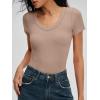 imageANRABESS Bodysuits for Women V Neck Short Sleeve Body Suit Tops Slim Fit Ribbed Knit Soft Basic TShirts 2026 Summer OutfitsLight Khaki