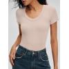 imageANRABESS Bodysuits for Women V Neck Short Sleeve Body Suit Tops Slim Fit Ribbed Knit Soft Basic TShirts 2026 Summer OutfitsLight Pink