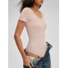 imageANRABESS Bodysuits for Women V Neck Short Sleeve Body Suit Tops Slim Fit Ribbed Knit Soft Basic TShirts 2026 Summer OutfitsLight Pink
