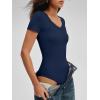 imageANRABESS Bodysuits for Women V Neck Short Sleeve Body Suit Tops Slim Fit Ribbed Knit Soft Basic TShirts 2026 Summer OutfitsNavy Blue