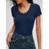 imageANRABESS Bodysuits for Women V Neck Short Sleeve Body Suit Tops Slim Fit Ribbed Knit Soft Basic TShirts 2026 Summer OutfitsNavy Blue