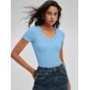 imageANRABESS Bodysuits for Women V Neck Short Sleeve Body Suit Tops Slim Fit Ribbed Knit Soft Basic TShirts 2026 Summer OutfitsSky Blue