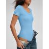 imageANRABESS Bodysuits for Women V Neck Short Sleeve Body Suit Tops Slim Fit Ribbed Knit Soft Basic TShirts 2026 Summer OutfitsSky Blue