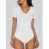 imageANRABESS Bodysuits for Women V Neck Short Sleeve Body Suit Tops Slim Fit Ribbed Knit Soft Basic TShirts 2026 Summer OutfitsWhite