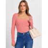 imageANRABESS Long Sleeve Shirts for Women Square Neck Tops Ribbed Knit Slim Fit Basic Tee Going Out Fall Fashion ClothingCoral Pink