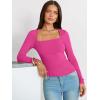 imageANRABESS Long Sleeve Shirts for Women Square Neck Tops Ribbed Knit Slim Fit Basic Tee Going Out Fall Fashion ClothingHot Pink