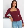 imageANRABESS Long Sleeve Shirts for Women Square Neck Tops Ribbed Knit Slim Fit Basic Tee Going Out Fall Fashion ClothingWine Red