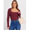 imageANRABESS Long Sleeve Shirts for Women Square Neck Tops Ribbed Knit Slim Fit Basic Tee Going Out Fall Fashion ClothingWine Red