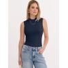 imageANRABESS Mock Neck Tank Tops for Women Ribbed Knit Sleeveless Top Slim Fit 2026 Summer Casual Basic Layer ShirtsNavy Blue