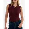 imageANRABESS Ribbed Tank Tops for Women Crew Neck Ruffle Sweater Vest Cute Sleeveless Shirts 2026 Summer Business Casual OutfitsDeep Red