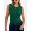 imageANRABESS Ribbed Tank Tops for Women Crew Neck Ruffle Sweater Vest Cute Sleeveless Shirts 2026 Summer Business Casual OutfitsGreen