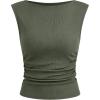 imageANRABESS Tank Tops for Women 2026 Summer Going Out Crop Top Sleeveless Boat Neck Rib Tight Ruched Tee Shirts Vacation ClothesArmy Green