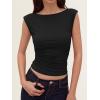 imageANRABESS Tank Tops for Women 2026 Summer Going Out Crop Top Sleeveless Boat Neck Rib Tight Ruched Tee Shirts Vacation ClothesBlack