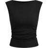 imageANRABESS Tank Tops for Women 2026 Summer Going Out Crop Top Sleeveless Boat Neck Rib Tight Ruched Tee Shirts Vacation ClothesBlack