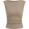 imageANRABESS Tank Tops for Women 2026 Summer Going Out Crop Top Sleeveless Boat Neck Rib Tight Ruched Tee Shirts Vacation ClothesDeep Khaki