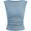 imageANRABESS Tank Tops for Women 2026 Summer Going Out Crop Top Sleeveless Boat Neck Rib Tight Ruched Tee Shirts Vacation ClothesLight Blue