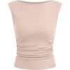 imageANRABESS Tank Tops for Women 2026 Summer Going Out Crop Top Sleeveless Boat Neck Rib Tight Ruched Tee Shirts Vacation ClothesLight Pink