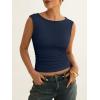 imageANRABESS Tank Tops for Women 2026 Summer Going Out Crop Top Sleeveless Boat Neck Rib Tight Ruched Tee Shirts Vacation ClothesNavy Blue