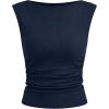 imageANRABESS Tank Tops for Women 2026 Summer Going Out Crop Top Sleeveless Boat Neck Rib Tight Ruched Tee Shirts Vacation ClothesNavy Blue