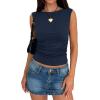 imageANRABESS Tank Tops for Women 2026 Summer Going Out Crop Top Sleeveless Boat Neck Rib Tight Ruched Tee Shirts Vacation ClothesNavy Blue