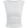 imageANRABESS Tank Tops for Women 2026 Summer Going Out Crop Top Sleeveless Boat Neck Rib Tight Ruched Tee Shirts Vacation ClothesWhite