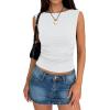 imageANRABESS Tank Tops for Women 2026 Summer Going Out Crop Top Sleeveless Boat Neck Rib Tight Ruched Tee Shirts Vacation ClothesWhite