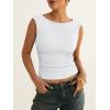 imageANRABESS Tank Tops for Women 2026 Summer Going Out Crop Top Sleeveless Boat Neck Rib Tight Ruched Tee Shirts Vacation ClothesWhite